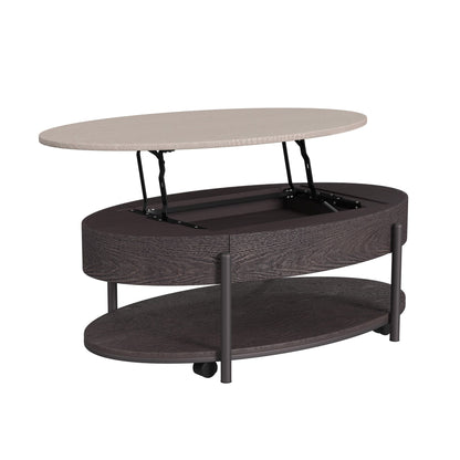Nica Lift Top Coffee Table in White and Brown