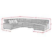 Nightfall 5PC Sectional Set with RHF Chaise 2 Self Pillows in Grand Cord Black