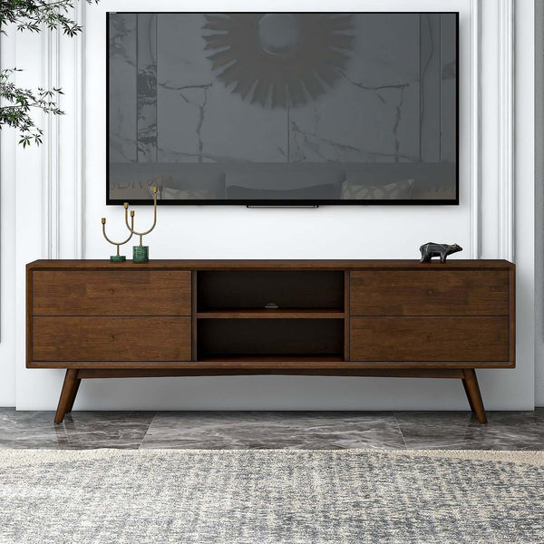 Caroline Mid Century Modern Style Walnut TV Stand Up To 72
