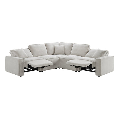 Normandy 5PC Power Motion Sectional Set in Culp Bloke Cotton