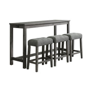 Oak Lawn Charcoal Grey Bar Table Single Pack (Table + 3 Grey Fabric Stools)
