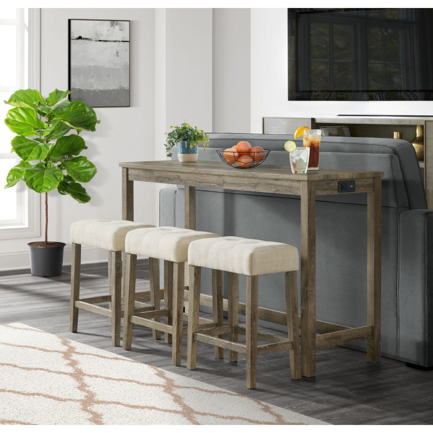 Oak Lawn Bar Table Single Pack (Table + Three Stools)