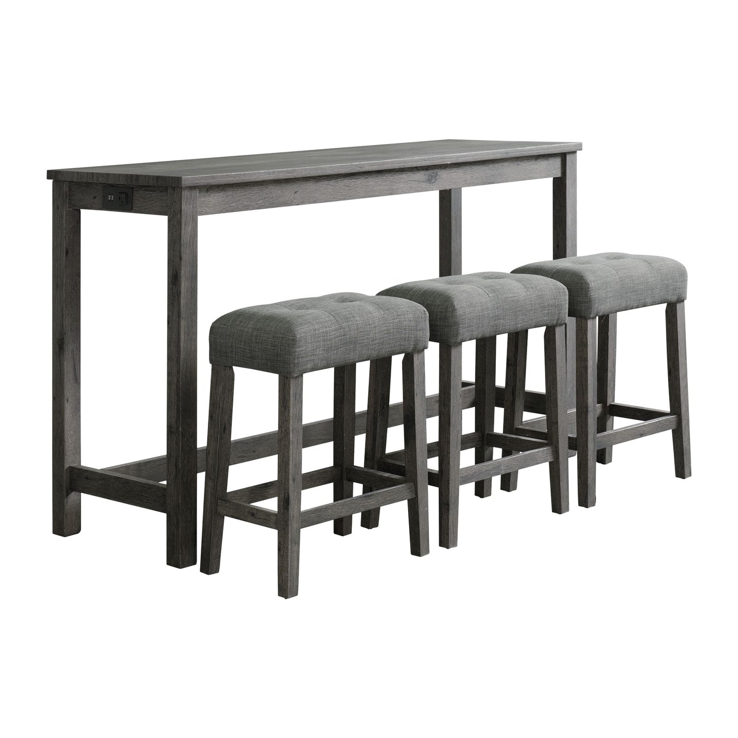 Oak Lawn Charcoal Grey Bar Table Single Pack (Table + 3 Grey Fabric Stools)