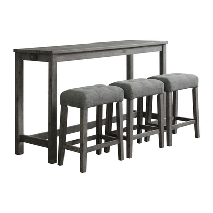 Oak Lawn Charcoal Grey Bar Table Single Pack (Table + 3 Grey Fabric Stools)