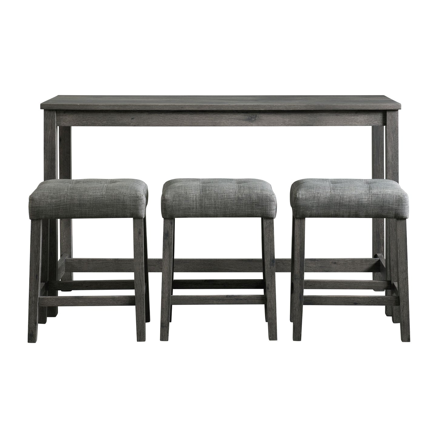 Oak Lawn Charcoal Grey Bar Table Single Pack (Table + 3 Grey Fabric Stools)