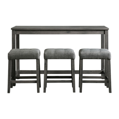 Oak Lawn Charcoal Grey Bar Table Single Pack (Table + 3 Grey Fabric Stools)
