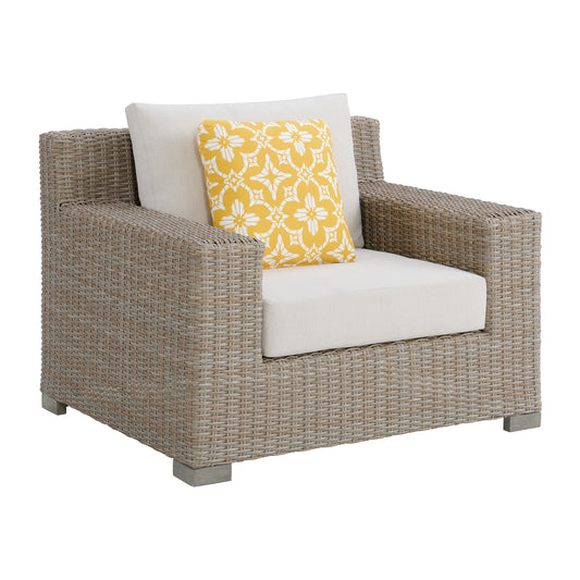 Ollie Chair - Tan and Olefin White Cream with 1 Yellow Pillow