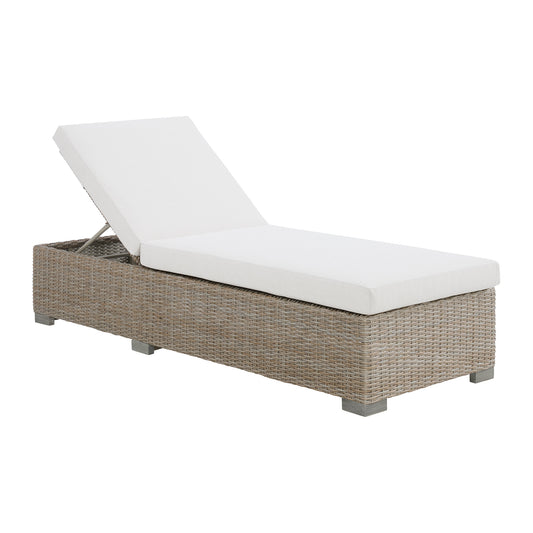 Ollie Chaise Lounge - Tan and Olefin White Cream