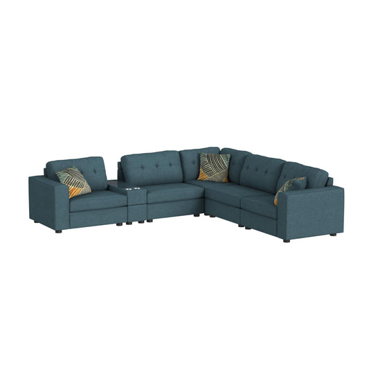 Options One 7PC Living Room Set in Palmer Plus Teal