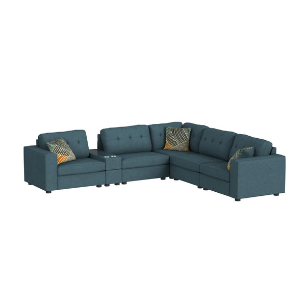 Options One 7Pc Living Room Set In Palmer Plus Teal