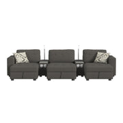 Options One 8PC Living Room Set in Palmer Plus Ash with Media Console