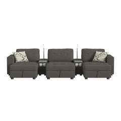 Options One 8PC Living Room Set in Palmer Plus Ash with Media Console