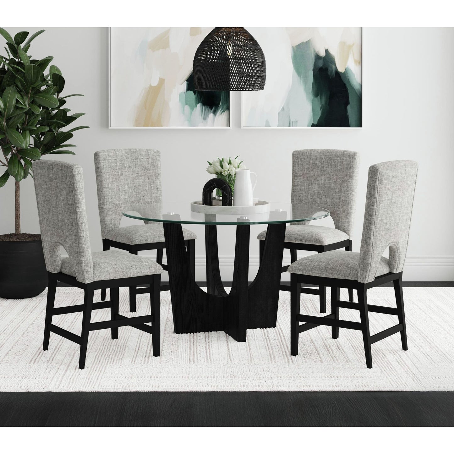 Oregon Counter Side Chair with Grey Fabric in Black (2 Per Carton)