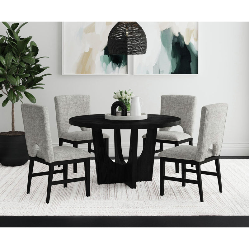Oregon Dining Side Chair with Grey Fabric in Black (2 Per Carton)