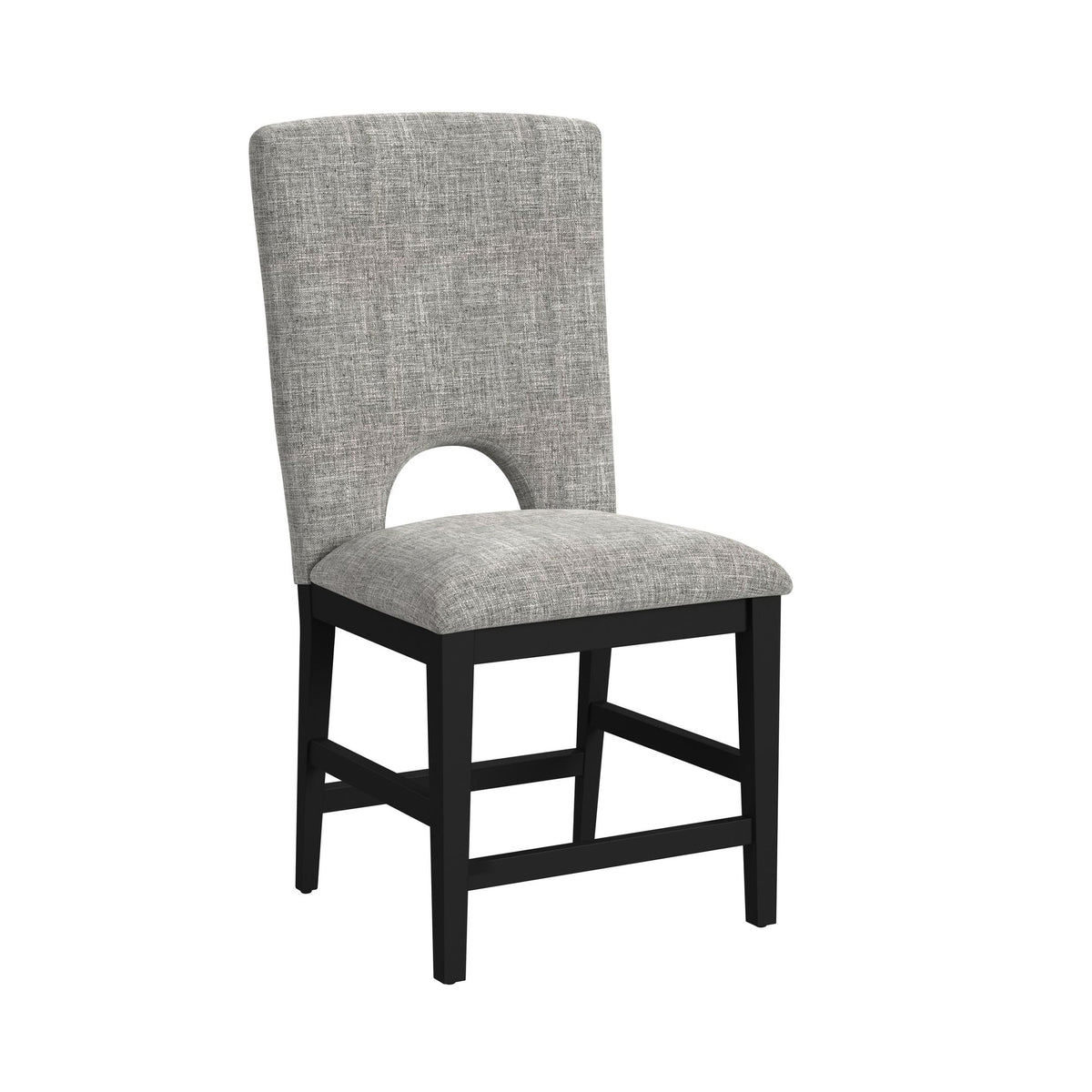 Oregon 5PC Counter Height Dining Set in Black-Round Counter Table with Grey Faux Marble Top and Four Chairs