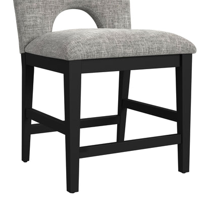 Oregon 5PC Counter Height Dining Set in Black-Round Counter Table with Grey Faux Marble Top and Four Chairs