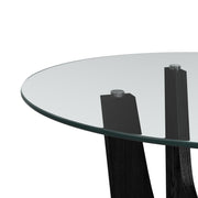 Oregon Round Dining Table with Glass Top in Black