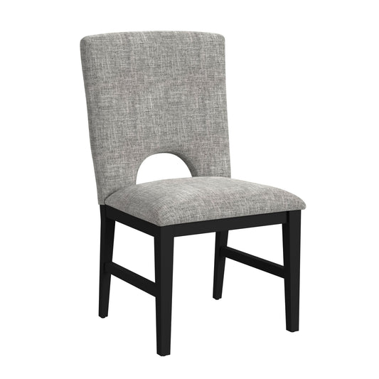Oregon Dining Side Chair with Grey Fabric in Black (2 Per Carton)