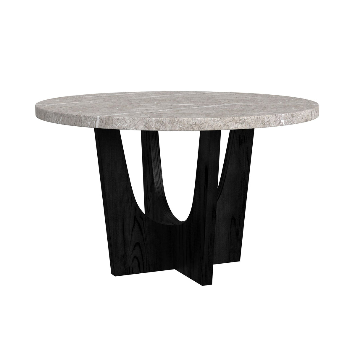 Oregon 5PC Counter Height Dining Set in Black-Round Counter Table with Grey Faux Marble Top and Four Chairs