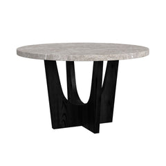 Oregon 5PC Counter Height Dining Set in Black-Round Counter Table with Grey Faux Marble Top and Four Chairs