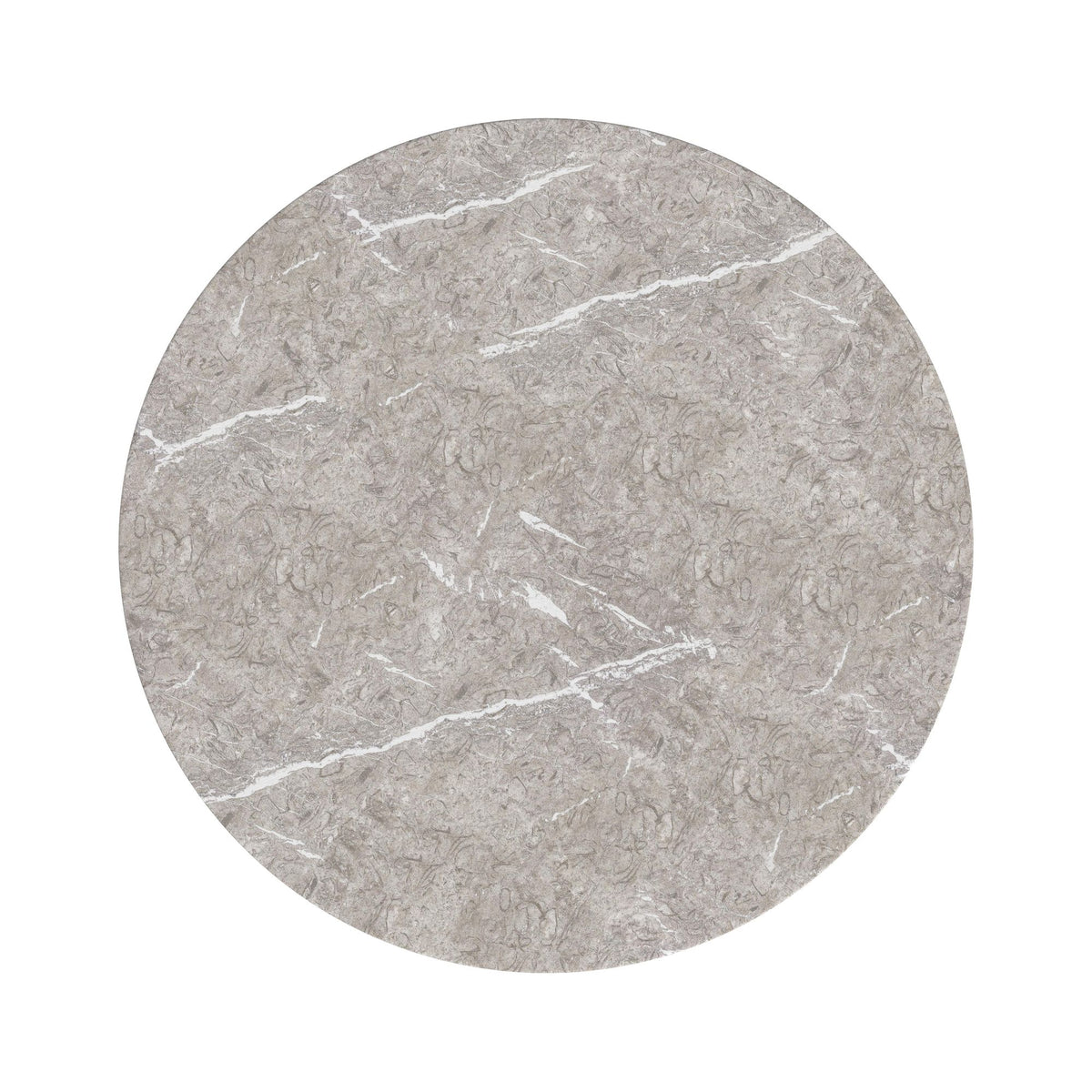 Oregon Round Dining Table with Grey Faux Marble Top in Black