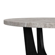 Oregon 5PC Counter Height Dining Set in Black-Round Counter Table with Grey Faux Marble Top and Four Chairs