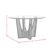 Oregon Round Dining Table with Glass Top in Black