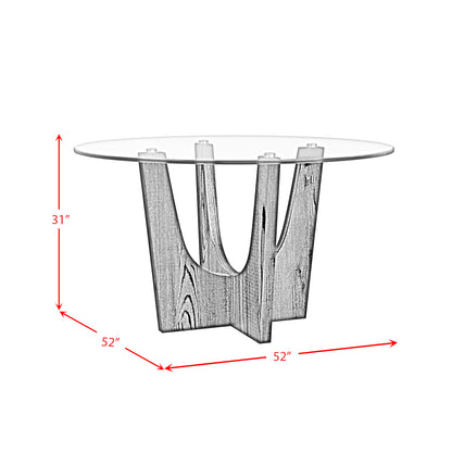 Oregon Round Dining Table with Glass Top in Black
