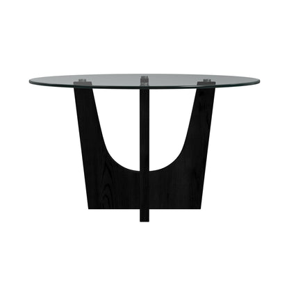 Oregon Round Dining Table with Glass Top in Black