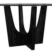 Oregon Round Dining Table with Glass Top in Black