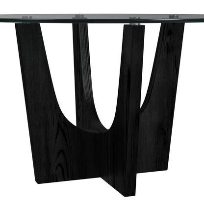 Oregon Round Dining Table with Glass Top in Black