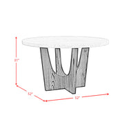 Oregon Round Dining Table with Grey Faux Marble Top in Black