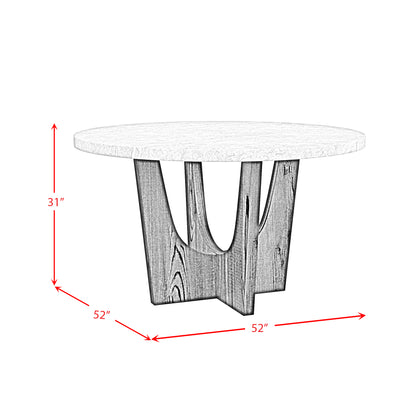 Oregon Round Dining Table with Grey Faux Marble Top in Black