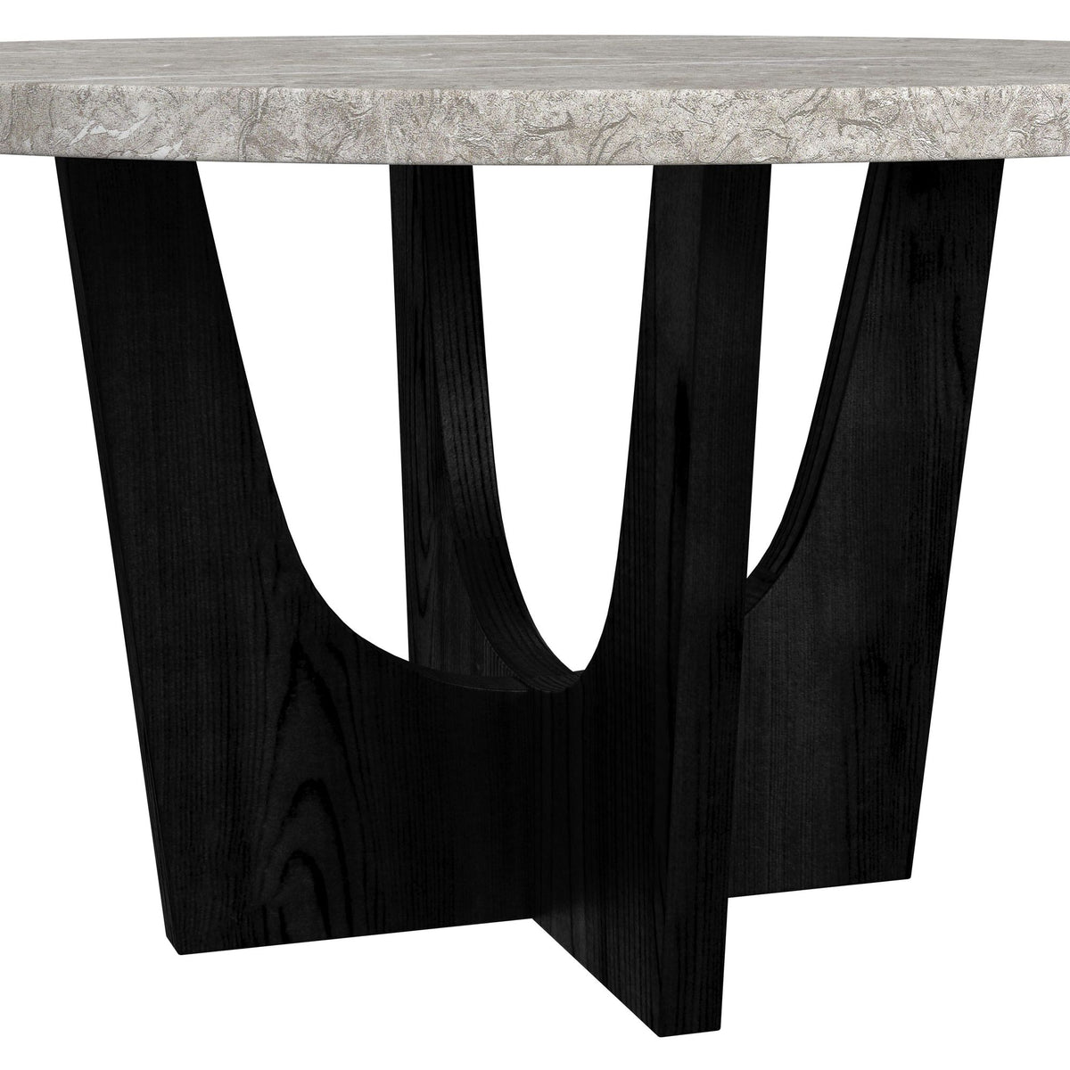 Oregon Round Dining Table with Grey Faux Marble Top in Black