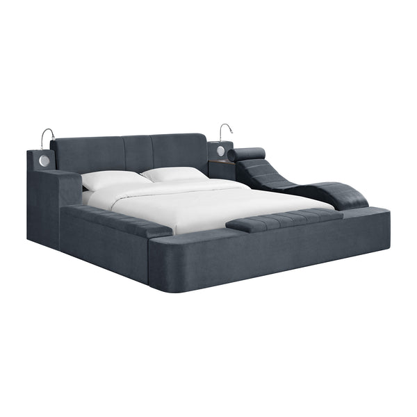 Ottawa King Uph Transformer Bed With Electronic Features In Grey Linen