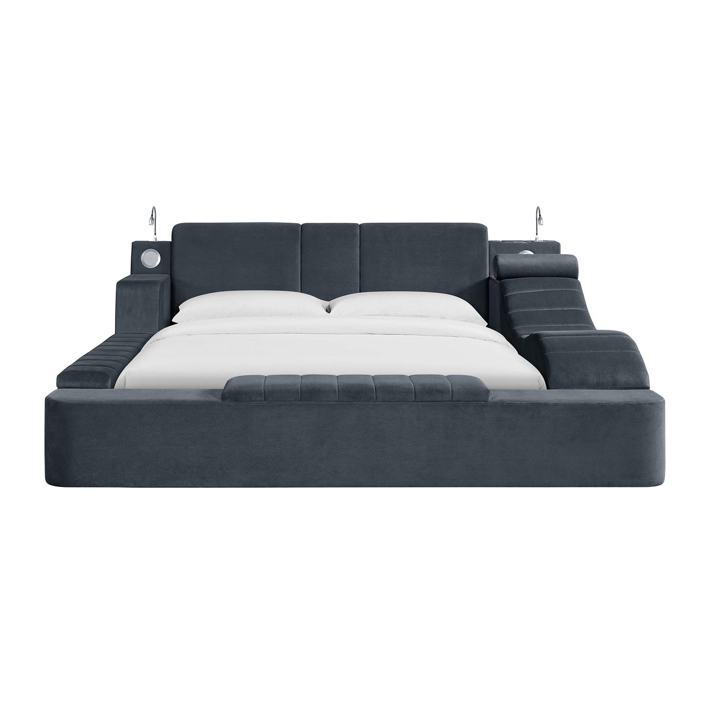 Ottawa King UPH Transformer Bed with Electronic Features in Grey Linen