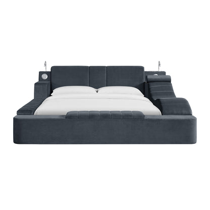 Ottawa King UPH Transformer Bed with Electronic Features in Grey Linen
