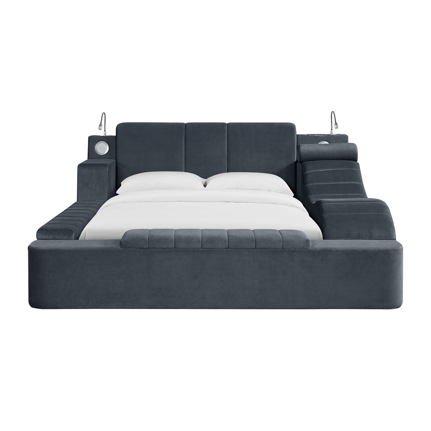Ottawa Interchangeable Side Storage Bench in Grey Linen