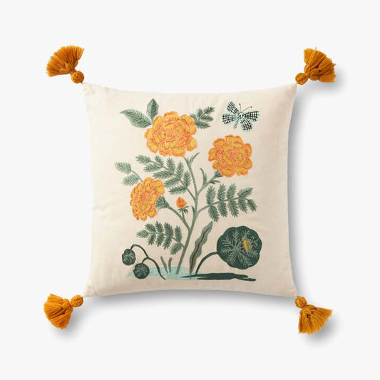 Rifle Paper Co. x Loloi Pillows P6066 Natural / Orange