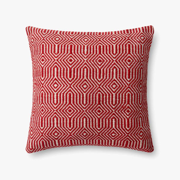 Loloi Pillows P0339 Red / Ivory