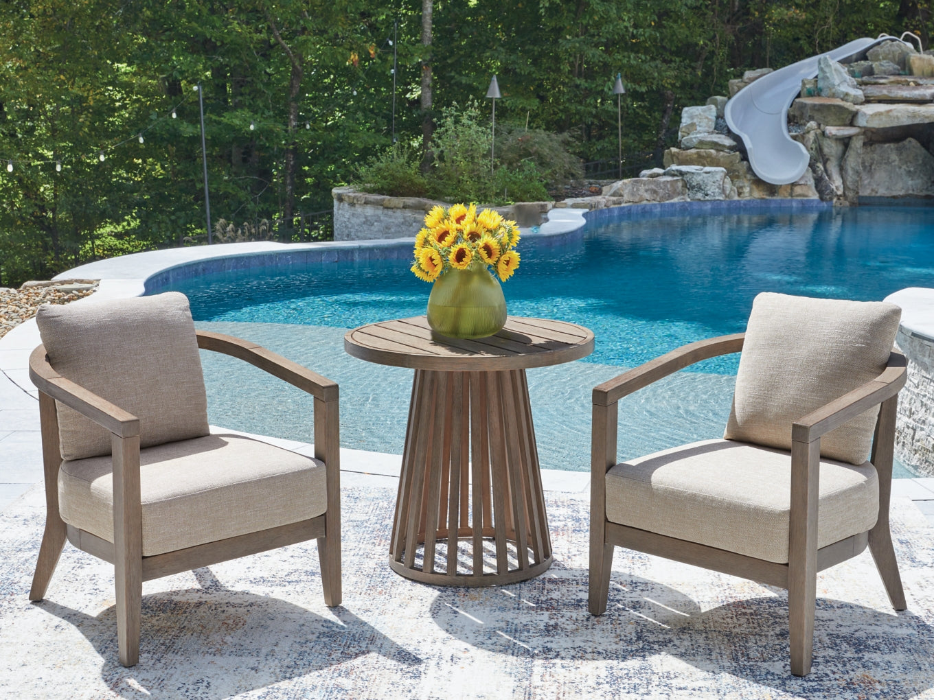 Sunset Lake Chairs w/CUSH/Table Set (3/CN)