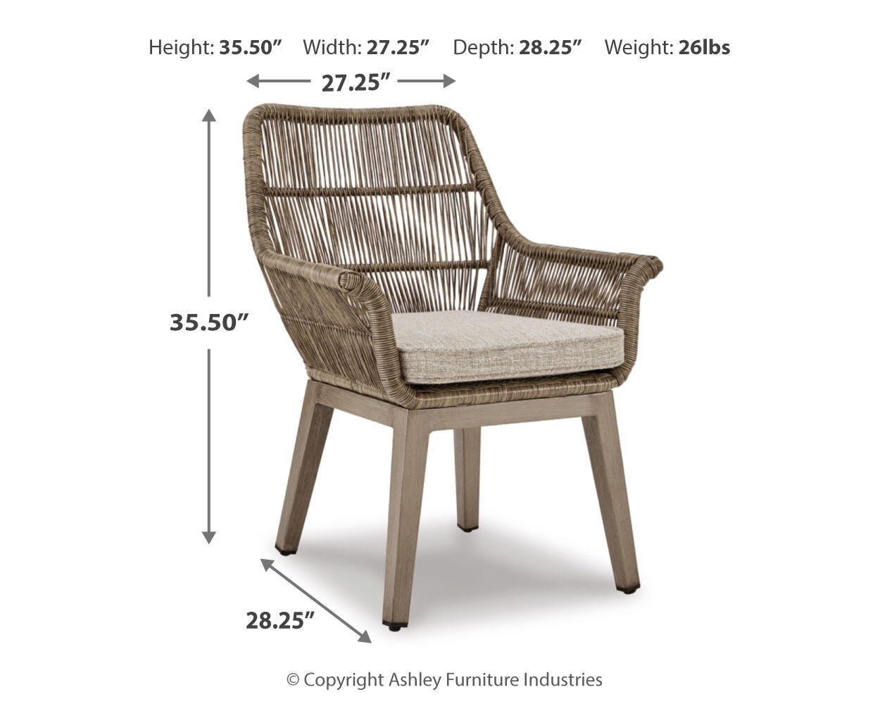 Beach Front Arm Chair With Cushion (Set of 2)