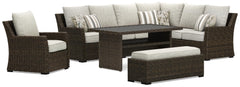 Brook Ranch Outdoor Sofa Sectional, Bench, Lounge Chair and Table
