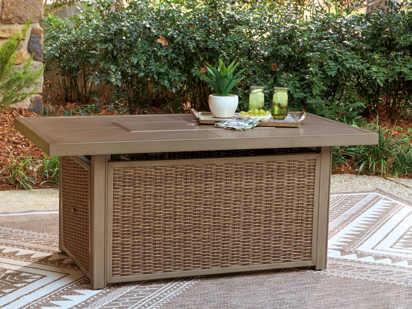 Revare Beach Rectangular Fire Pit Table