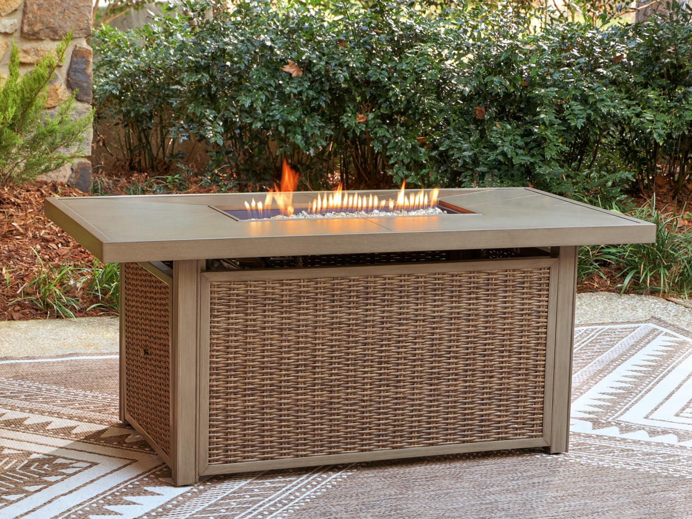 Revare Beach Rectangular Fire Pit Table