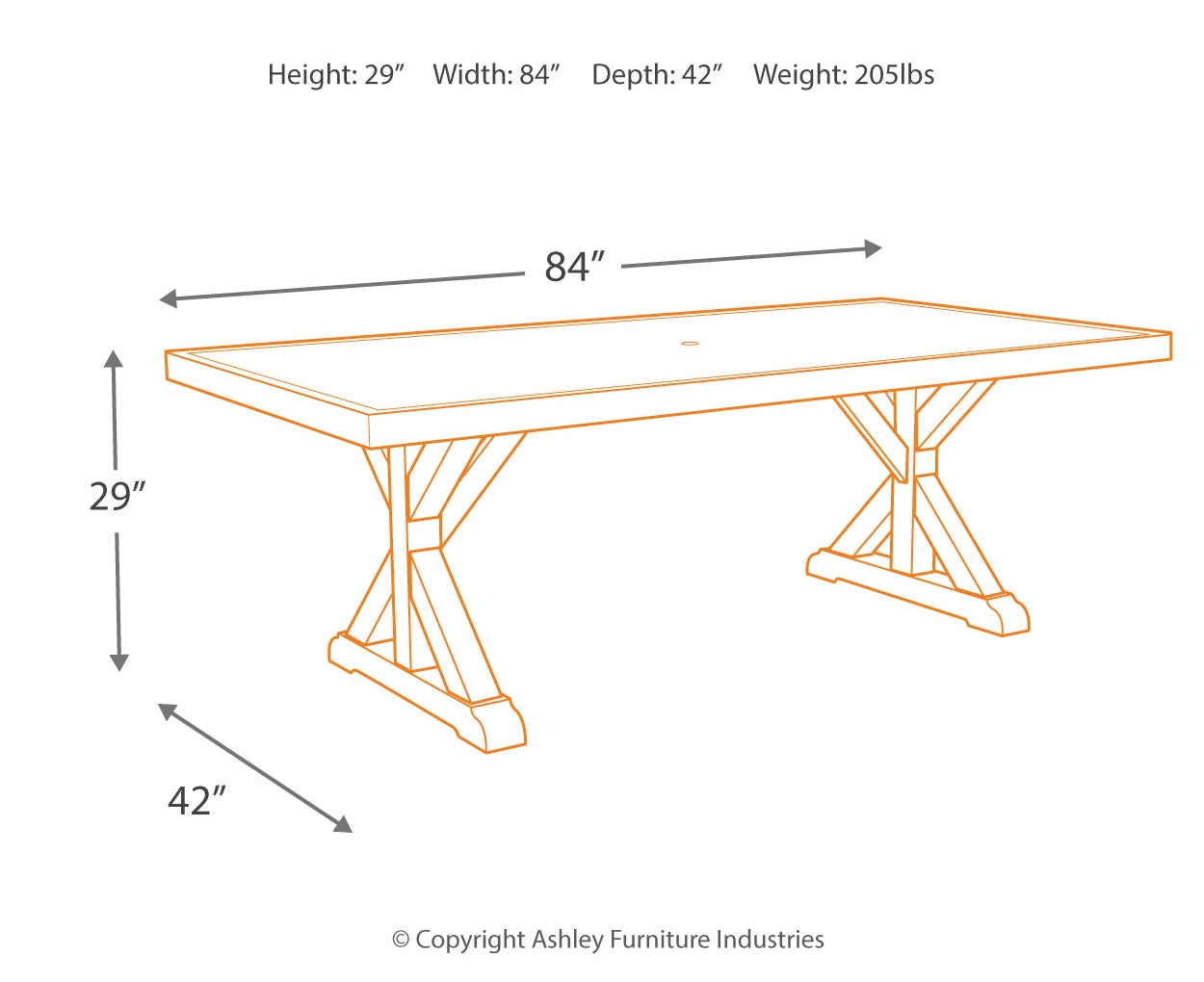 Beachcroft RECT Dining Table w/UMB OPT