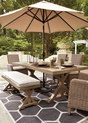 Beachcroft RECT Dining Table w/UMB OPT