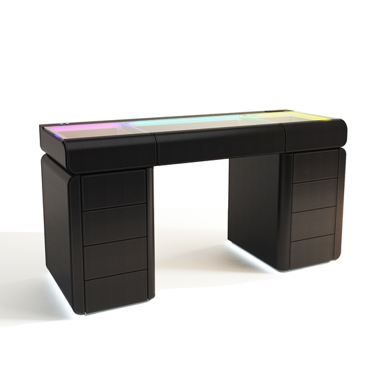 SlayStation® Palazzo Faux Leather Vanity Table w/ RGB Light