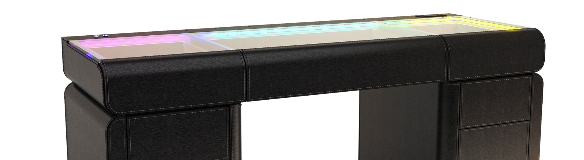 SlayStation® Palazzo Faux Leather Premium Vanity Table w/ RGB Light + Vanity Mirror Bundle