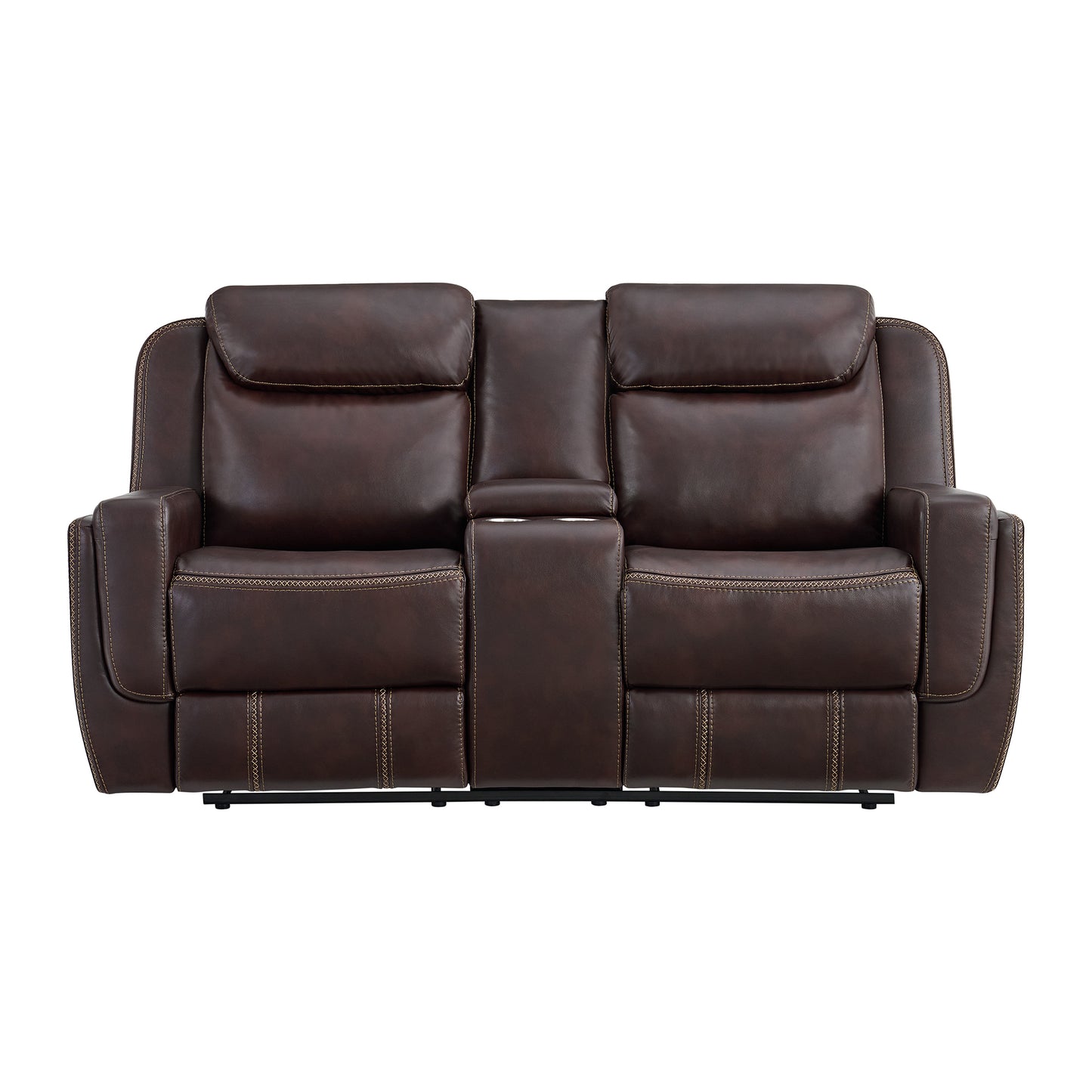 Panther Motion Loveseat with Console in Neono Brown
